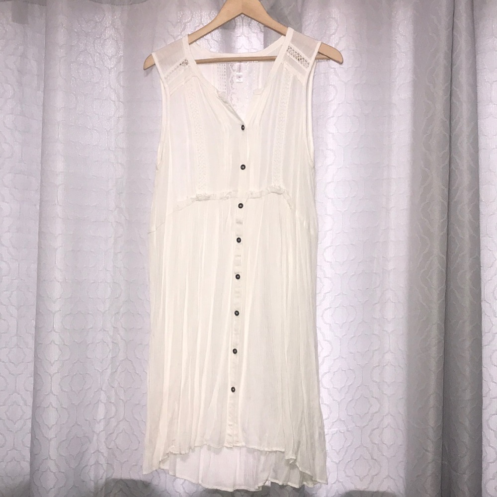 Cream button up sleeveless dress size XL